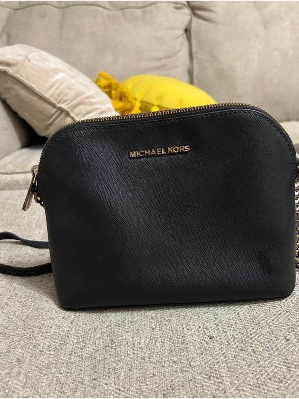 Michael Kors Black Crossbody with Gold Hardware